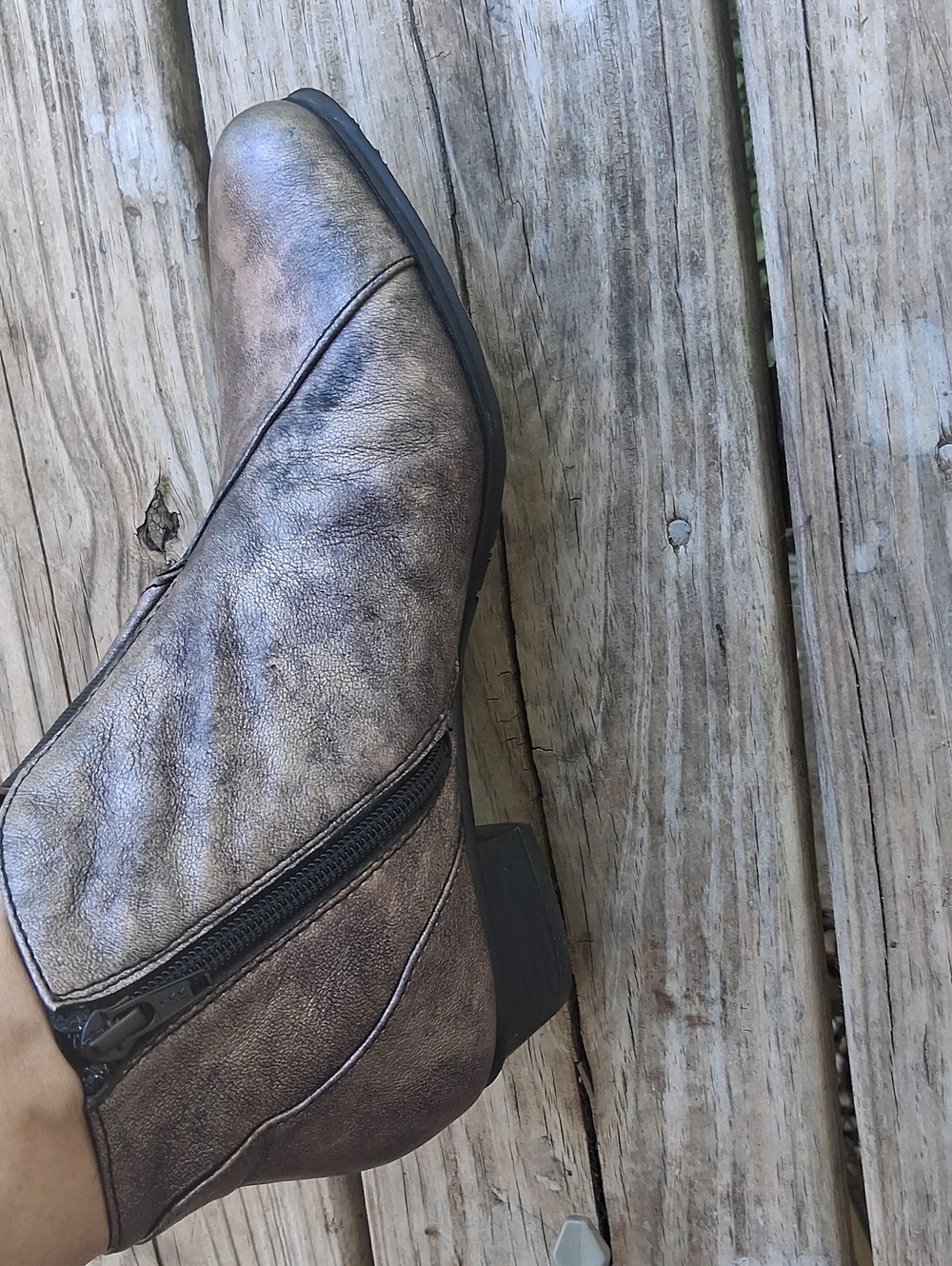 Moda Shimmery Taupe Side-Zip Ankle Boot
